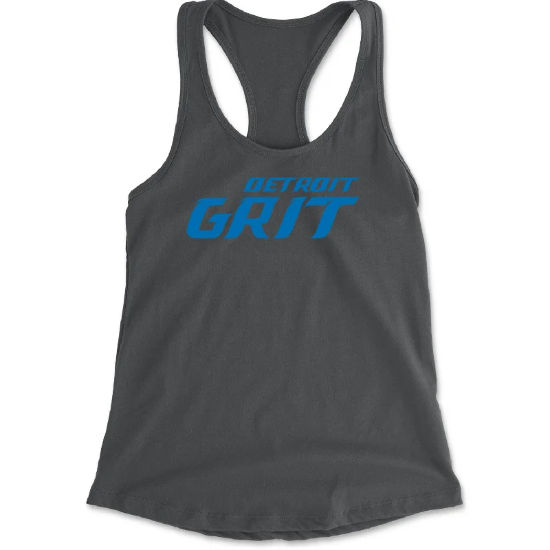 Grit Detroit Football Hard Knocks Racerback Tank Top for Women coral tank top