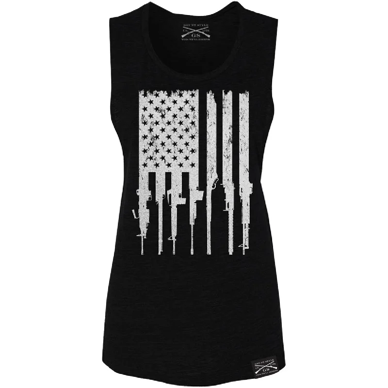 Grunt Style Women's Rifle Flag Tank Top - Black sage tank top