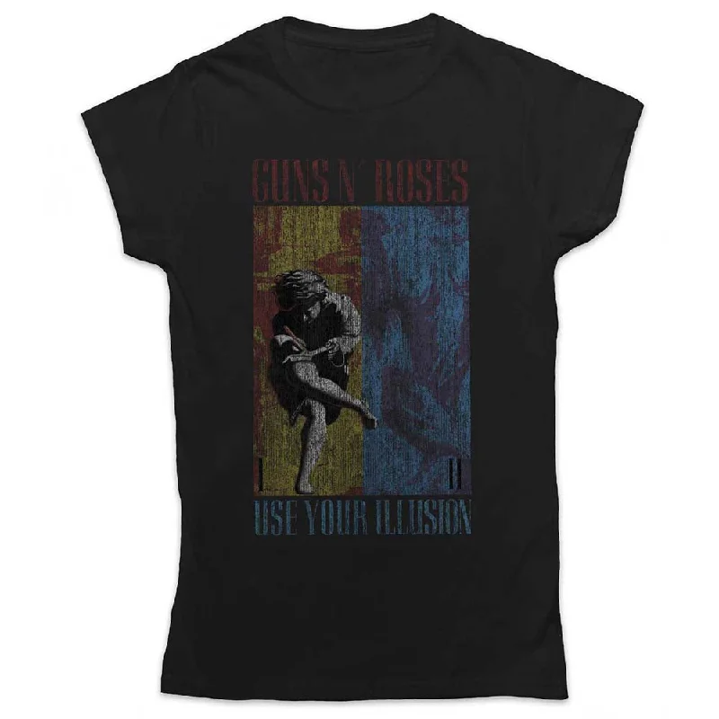 Guns N' Roses Use Your Illusion Ladies T-Shirt Nylon Fabric Polyester Fabric Spandex Fabric