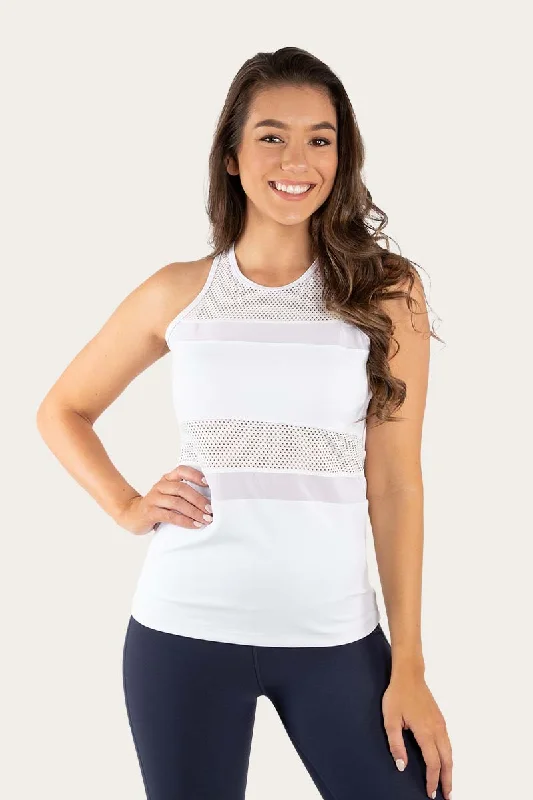 Hallie Womens Active Tank - White sexy tank top