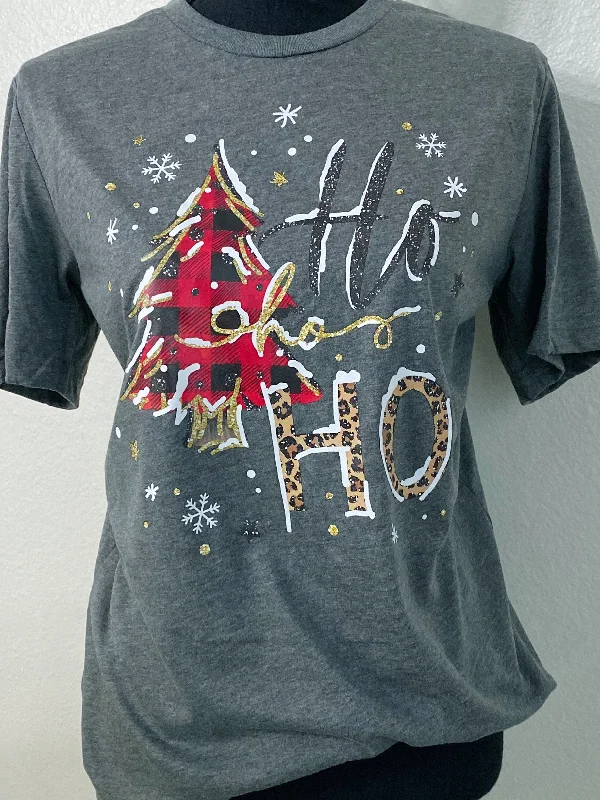 Ho Ho Ho Graphic Tee Hooded Caped Shawl Collar
