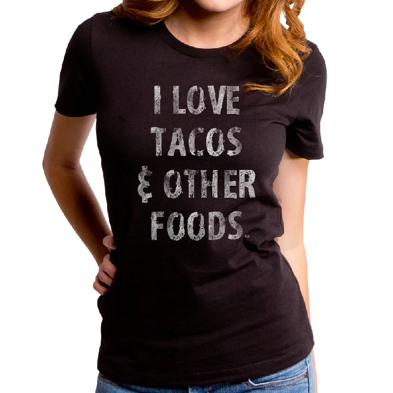 I Love Tacos Women's T-Shirt Denim Fabric Leather Fabric Suede Fabric