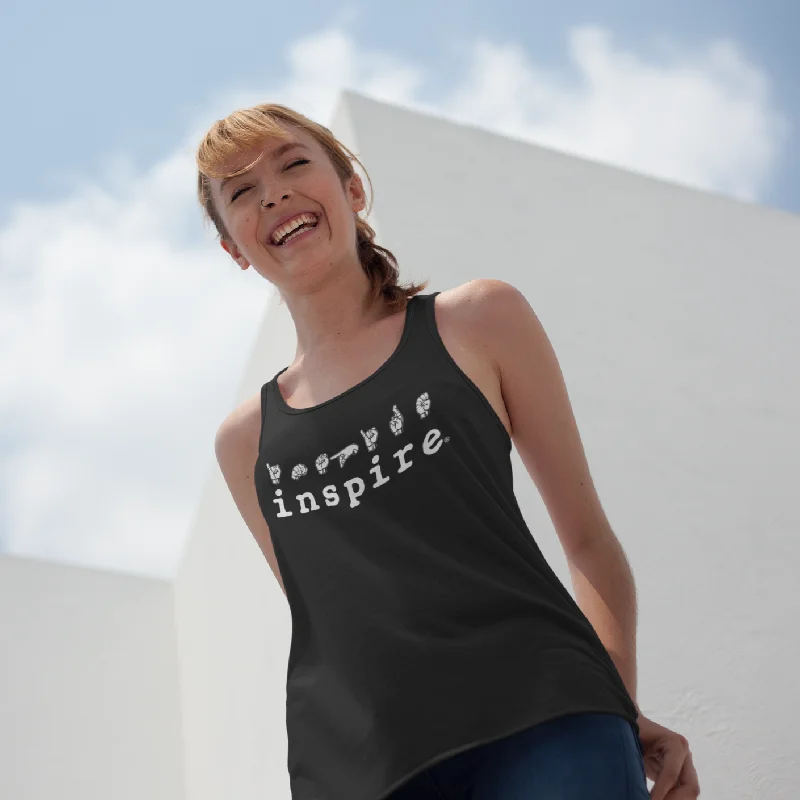 inspire ASL American Sign Language Women's Racerback Tank bronze tank top