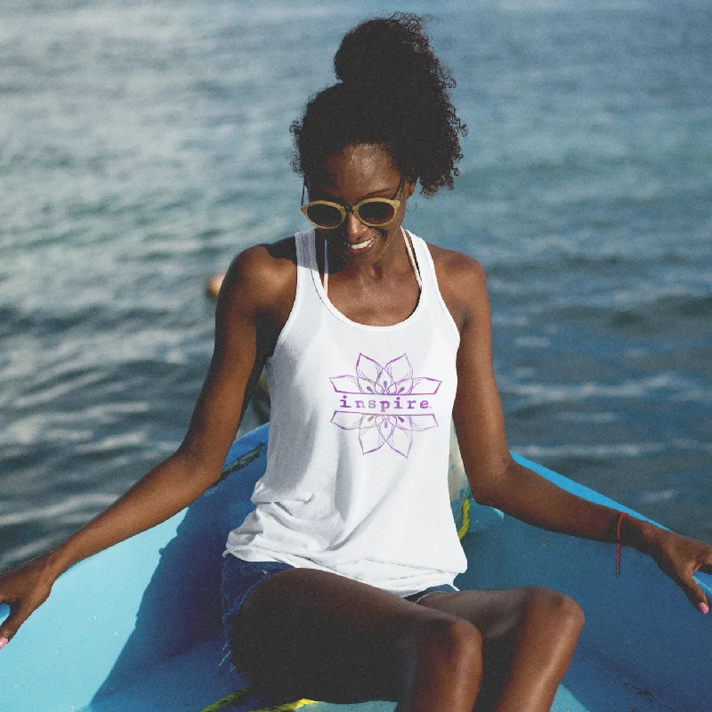 inspire Lotus Flower Women's Racerback Tank stretchy tank top