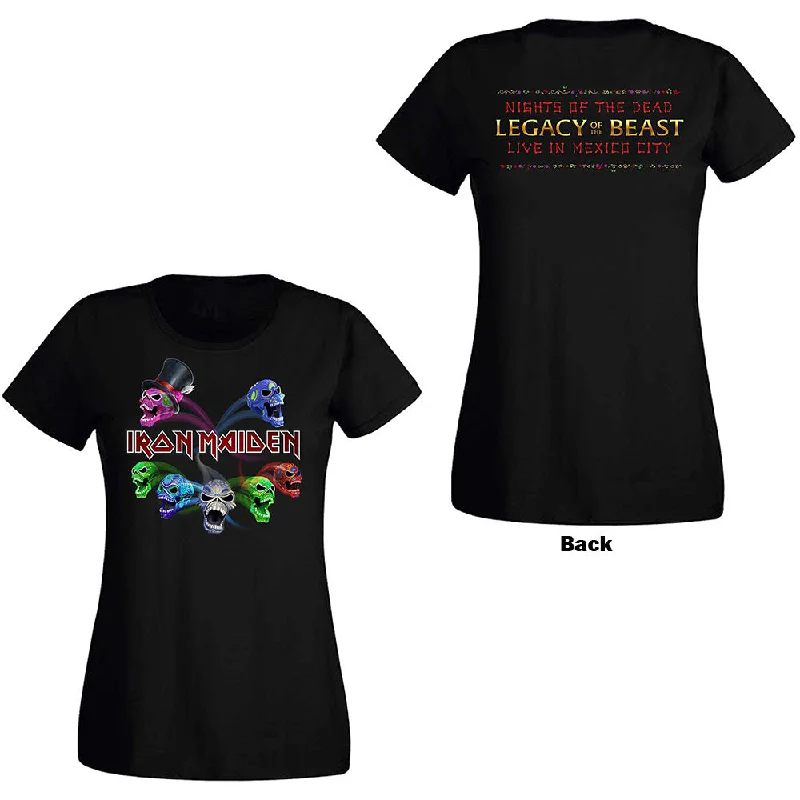 Iron Maiden Legacy of the Beast Live Album Skulls Ladies T-Shirt Ribbed T-Shirt High Neck Heavyweight