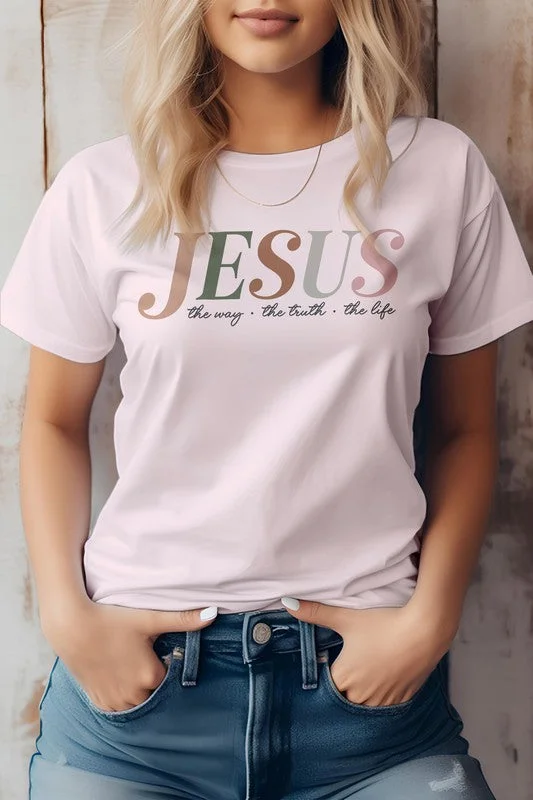 Jesus The Way, Christian Graphic Tee Graphic Embroidered Appliqued