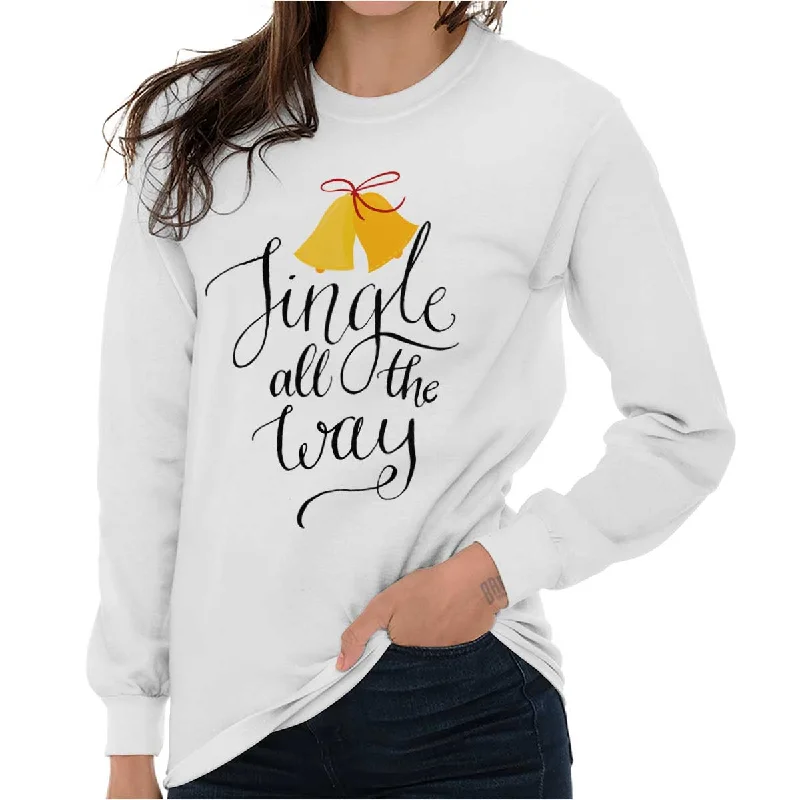 Jingle All The Way Long Sleeve T-Shirt Mesh Fabric Canvas Fabric Denim Fabric