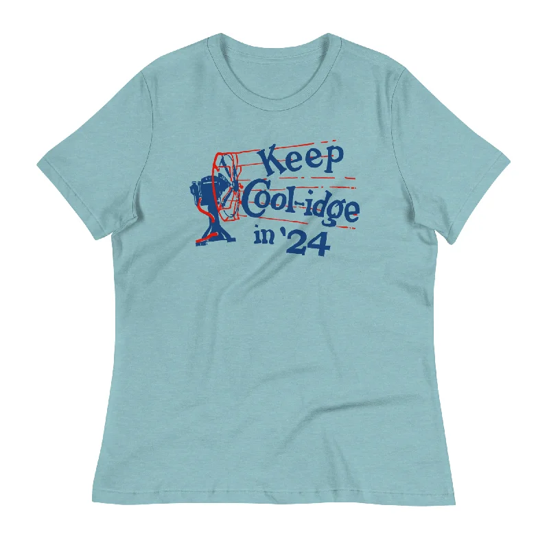 Keep Coolidge Vintage Calvin Coolidge Women's Relaxed T-Shirt Graphic Embroidered Appliqued