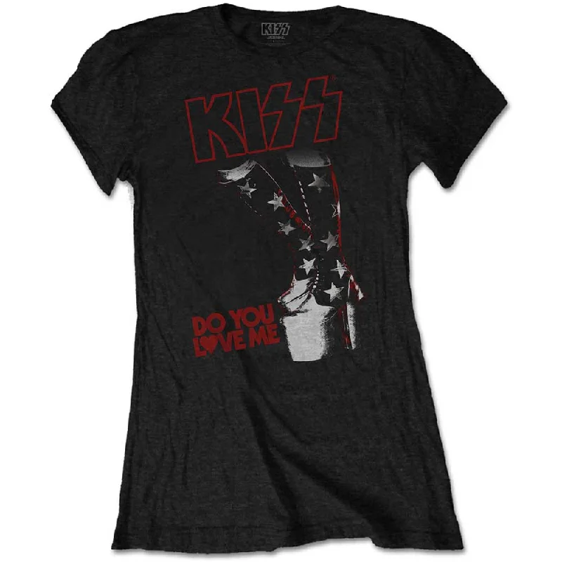 KISS Do You Love Me Ladies T-Shirt Mesh Blend Leather Blend Suede Blend