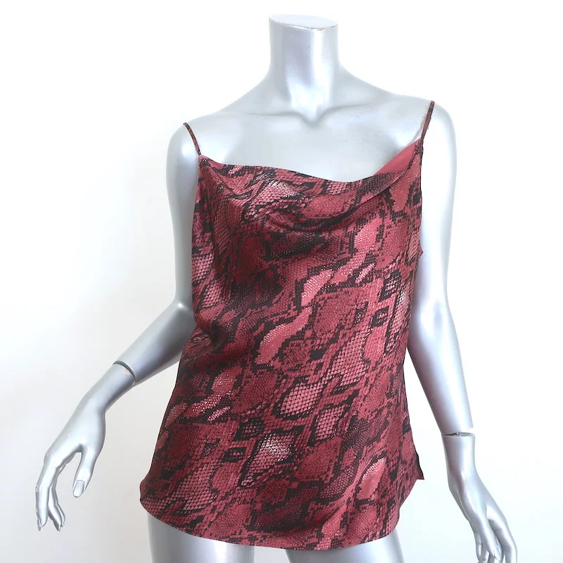 L'Agence Kay Cowl Neck Tank Top Garnet Snakeskin Print Silk Satin Size Large seamless tank top