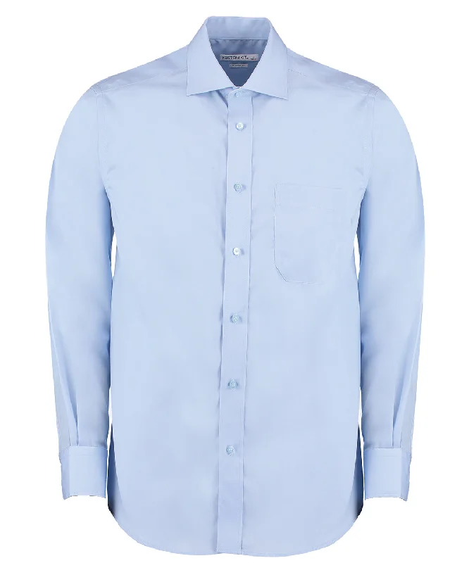 Light Blue - Premium non-iron corporate shirt long-sleeved (classic fit) Asymmetrical Pockets Print