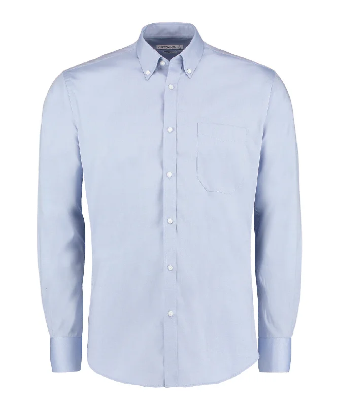 Light Blue - Slim fit premium Oxford shirt long-sleeved (slim fit) Cashmere Blend Cotton Blend Poly Blend