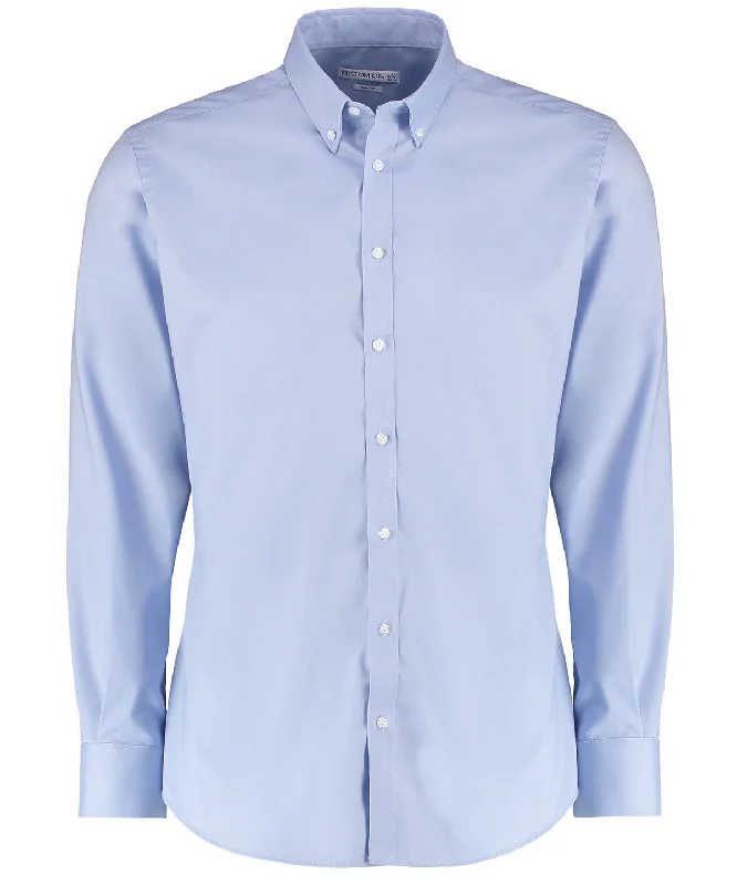 Light Blue - Stretch Oxford shirt long-sleeved (slim fit) Lace Blend Ribbed Blend Corduroy Blend