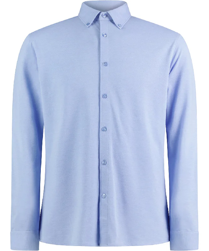 Light Heather Blue - Long sleeve Superwash® 60° piqué shirt (tailored fit) Boxy Fit Fitted Loose
