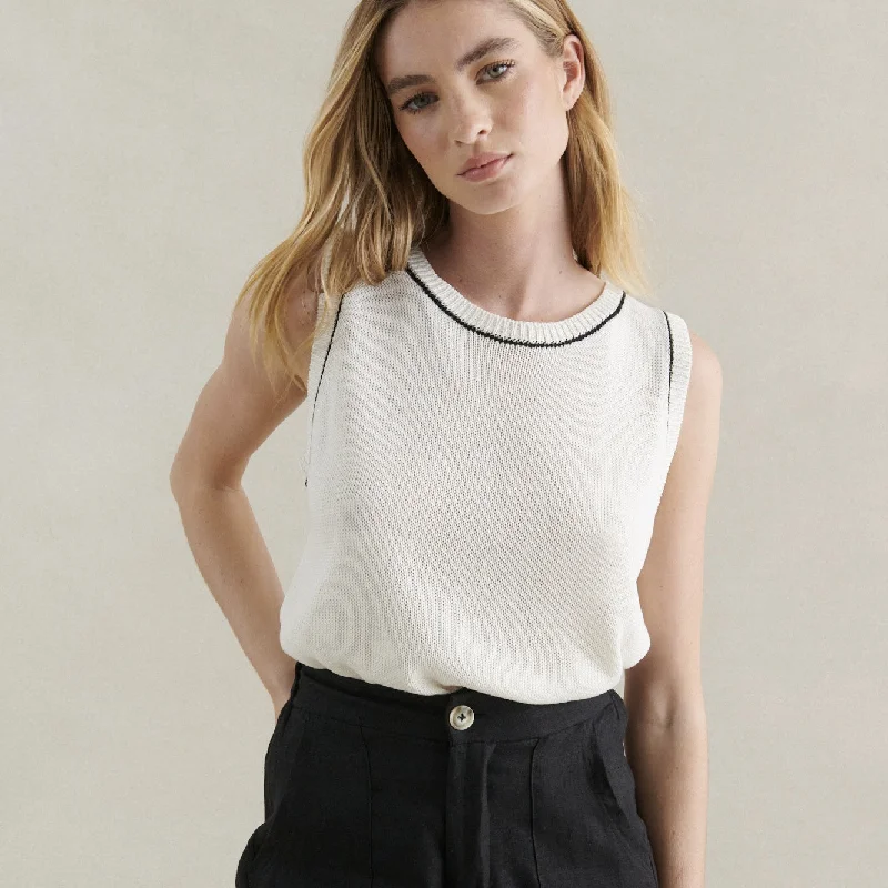 CONTRAST STITCH TANK | WHITE mint tank top
