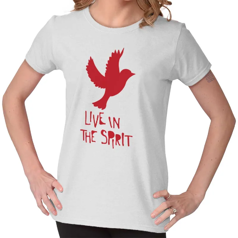 Live In Spirit Ladies T Shirt Front Pockets Side Pockets Patch Pockets