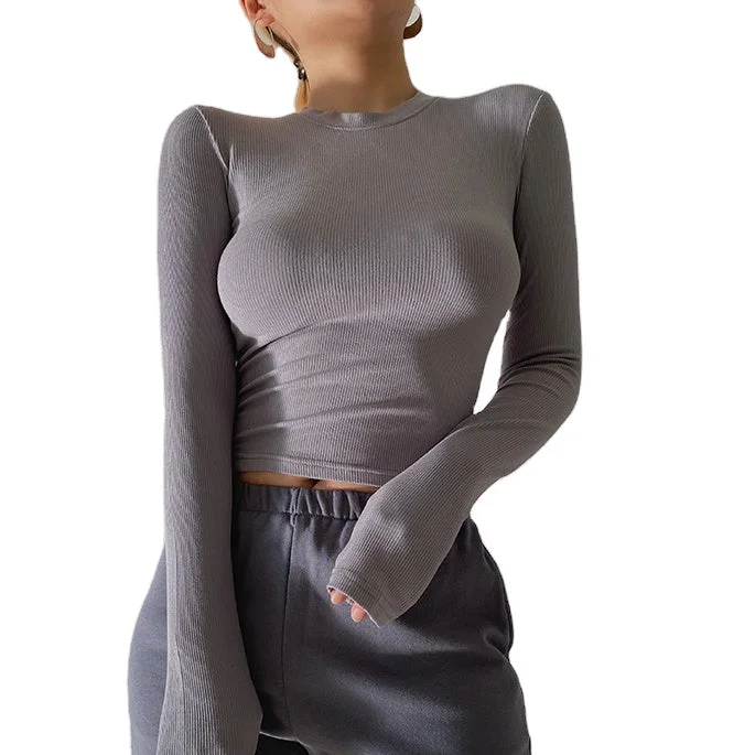 Long Sleeve Crew Neck Shirt Cozy Warm Stylish