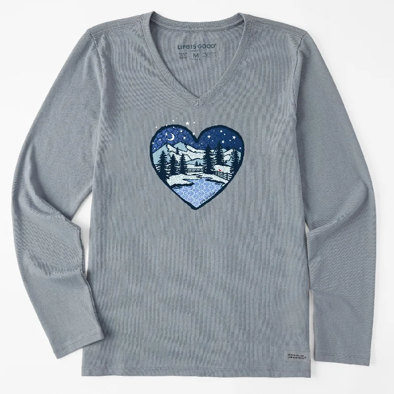 Long Sleeve Crusher Tee Macro Winter Heart Cozy Warm Stylish
