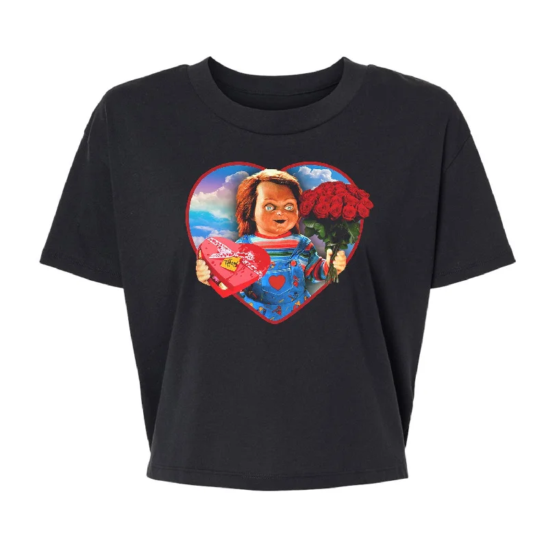 Lover Boy - Alternative Women's Crop Tee Notch Collar Peter Pan Collar Cowl Neck