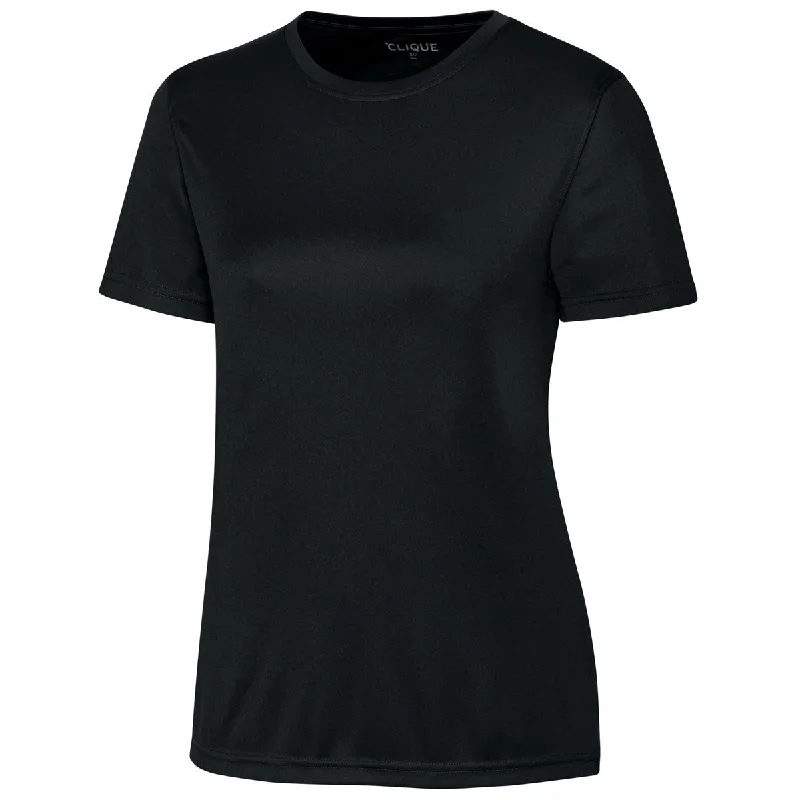 Clique Women's Black Spin Jersey Tee Mesh Canvas Denim