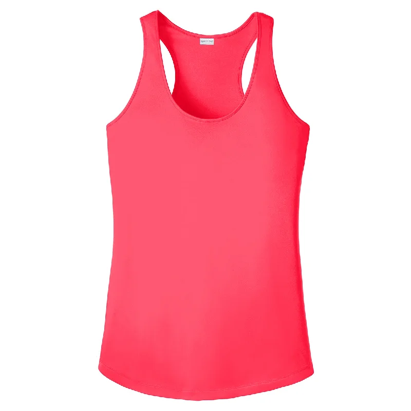 Sport-Tek Women's Hot Coral PosiCharge Competitor Racerback Tank high neck tank