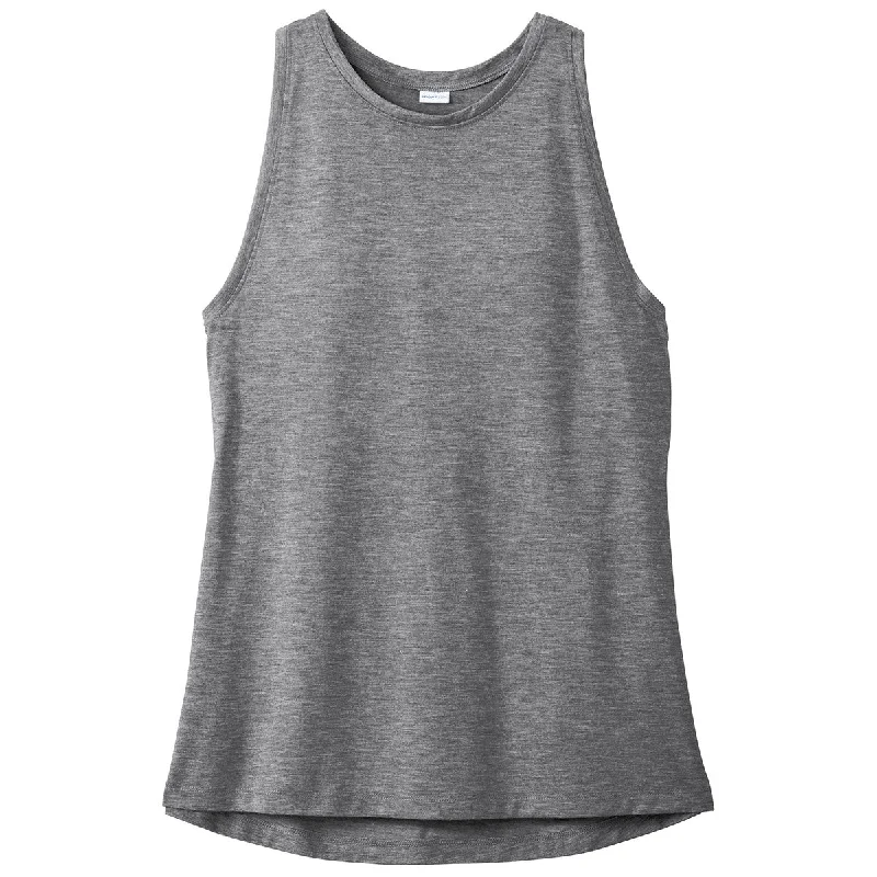 Sport-Tek Women's Dark Grey Heather PosiCharge Tri-Blend Wicking Tank cute tank top