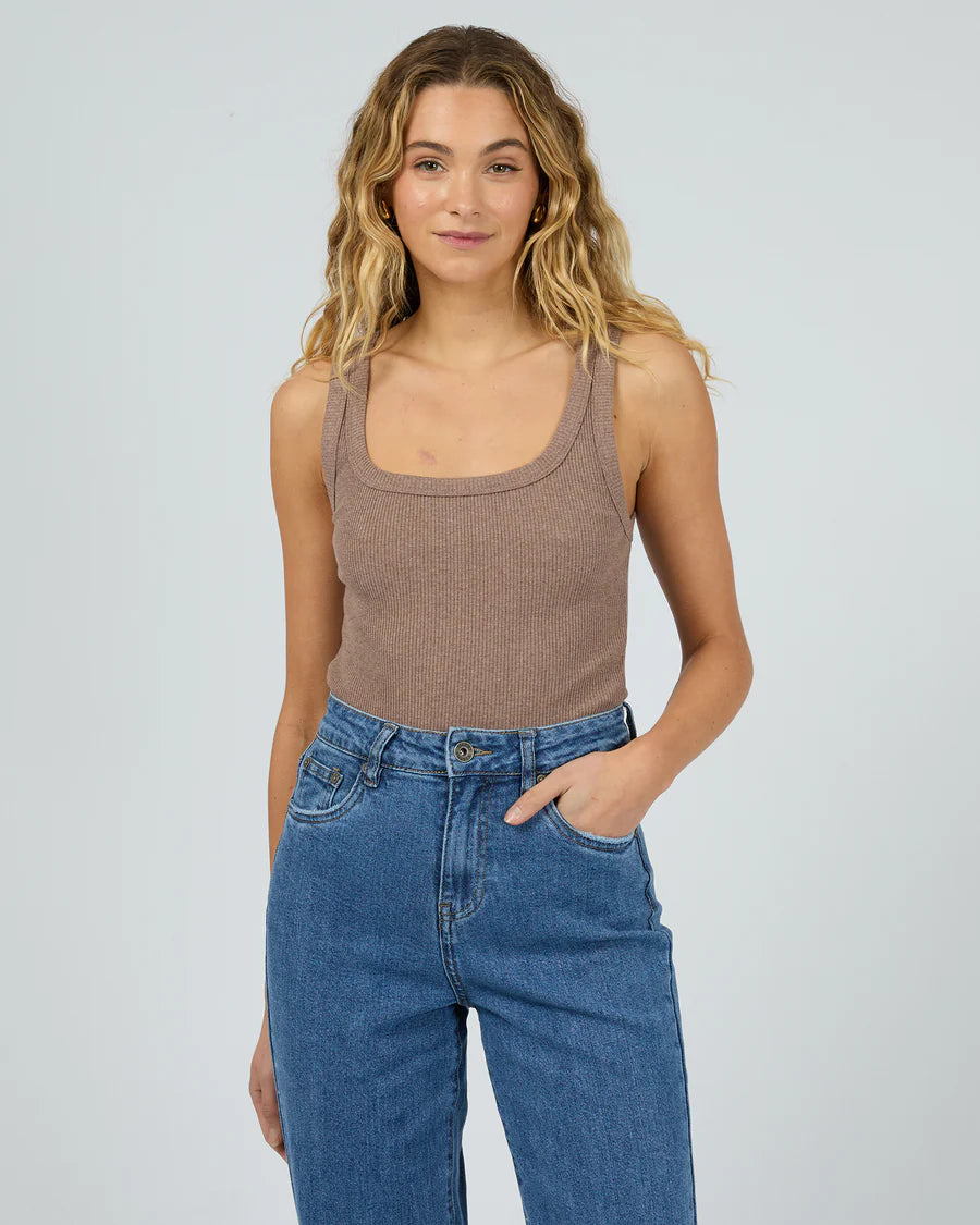 Mia Tank Brown stretchy tank top