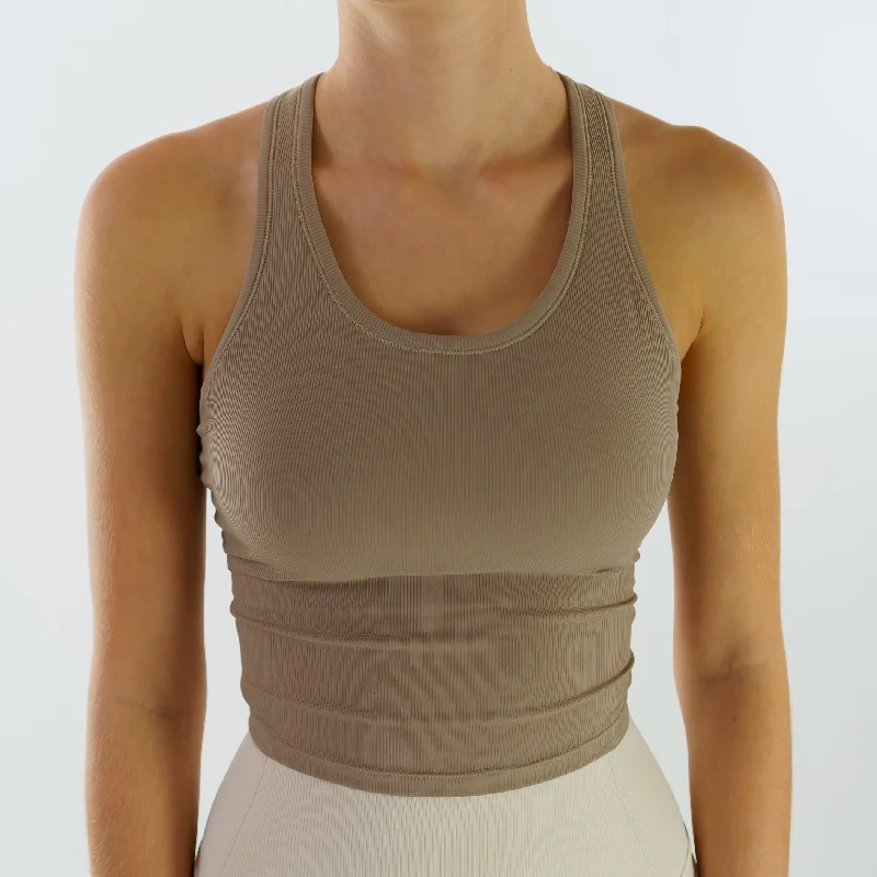 Molded Ribbed Racerback Tank (Brushed Nickel) relaxed fit tank