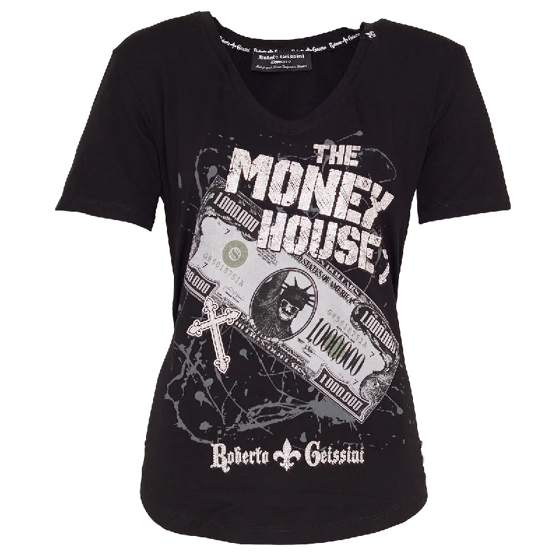 Money House T-Shirt Schwarz Chenille Brocade Lace