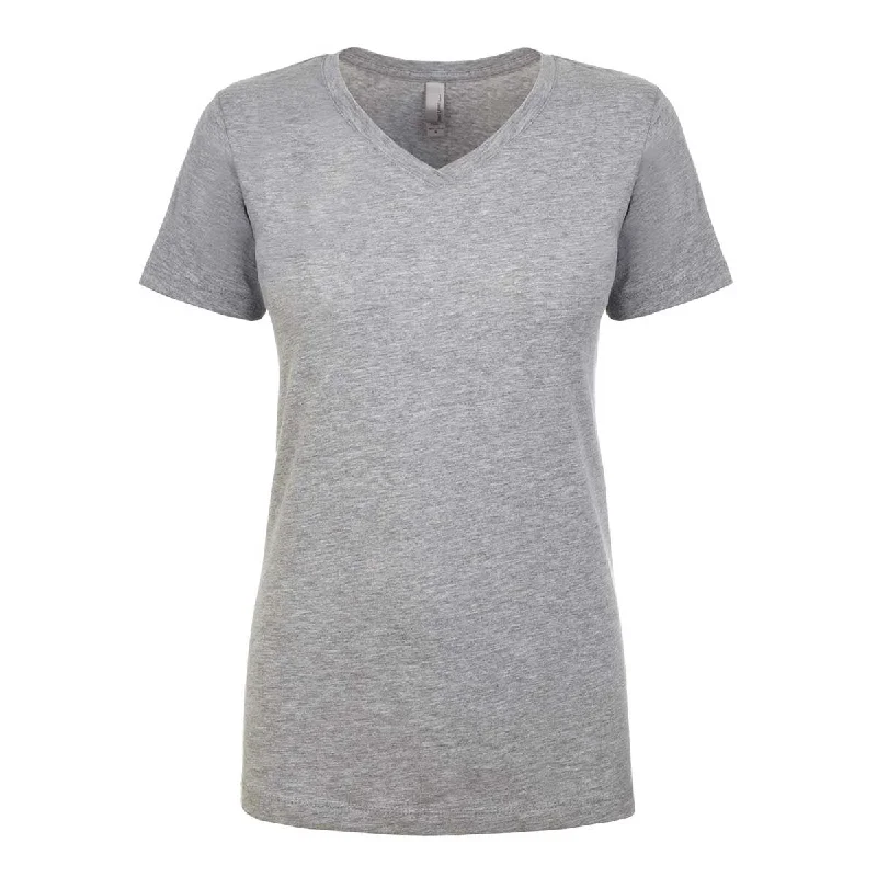 Next Level Women's Heather Grey Ideal V-Neck Tee Print Jacquard Patchwork