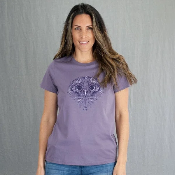 Nature Owl Womens T-Shirt Rayon Fabric Velvet Fabric Corduroy Fabric