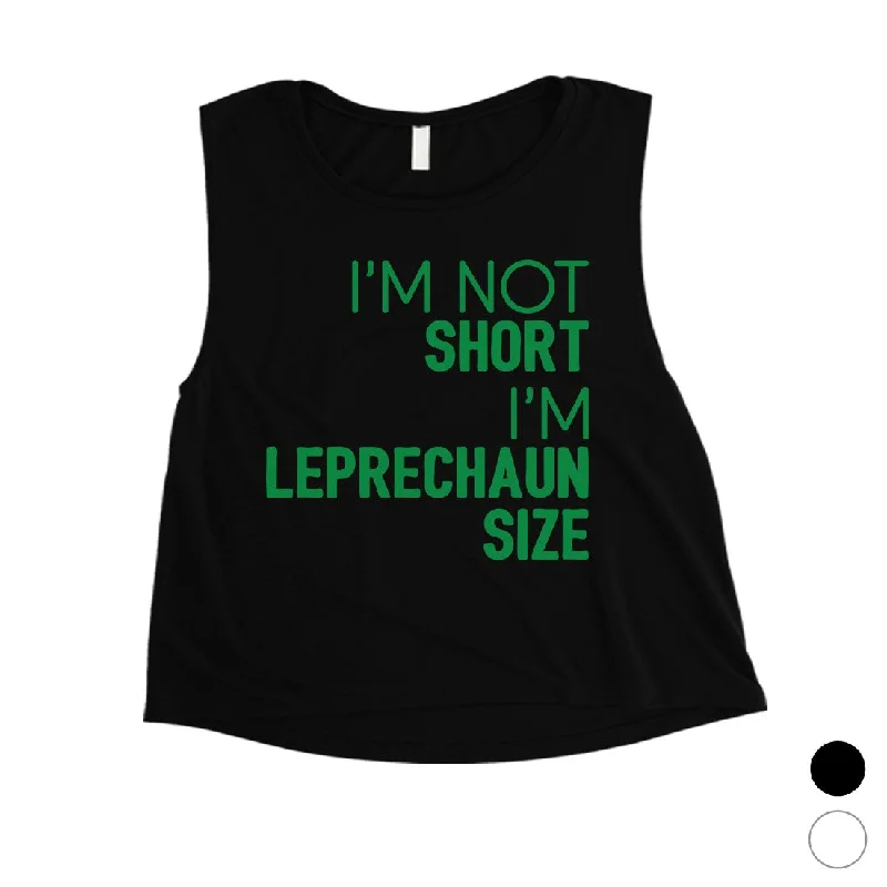 Not Short Leprechaun Size Womens Saint Patrick's Day Crop Tank Top bright tank top