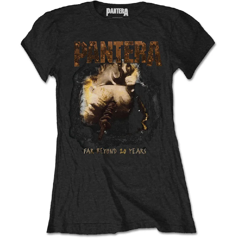 Pantera Original Cover Ladies T-Shirt Denim Fabric Leather Fabric Suede Fabric