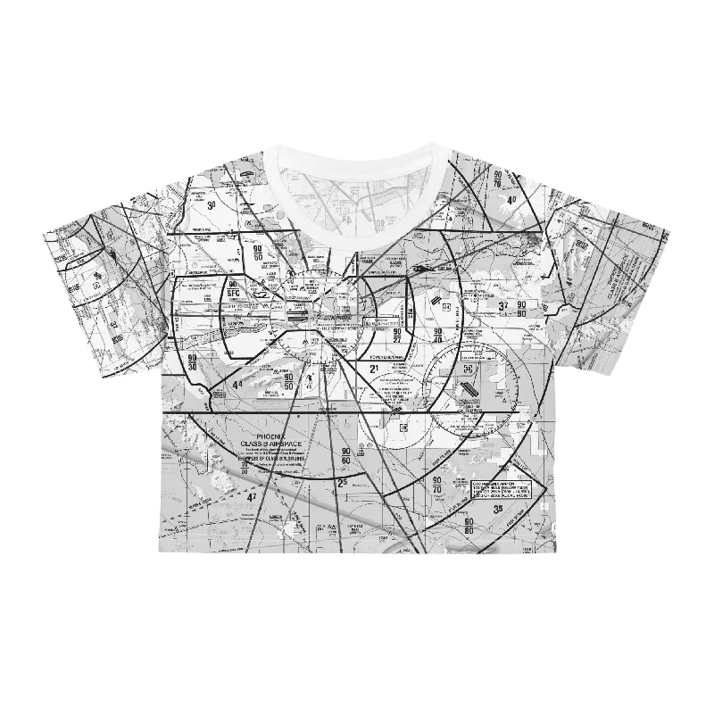 Phoenix TAC Chart (b&w) crop tee Front Pockets Side Pockets Patch Pockets