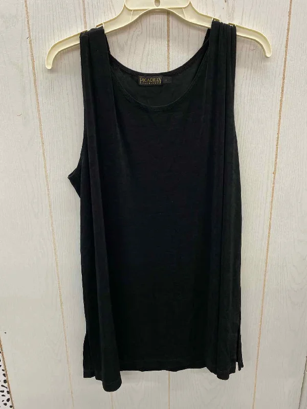 Picadilly Black Womens Size 2X Tank Top bold tank top