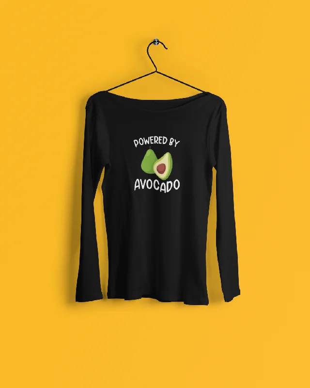 Powered By Avocado Women's Long Sleeve T-Shirt Casual Formal Business