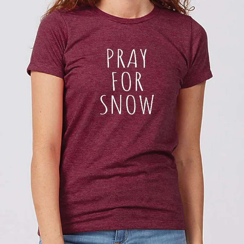 Pray for Snow Minnesota Women's Slim Fit T-Shirt Polka Dot Checkered Tartan