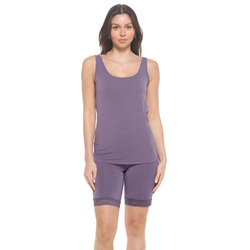 Lux Cotton Modal Tank Top | Dark Purple lace back tank