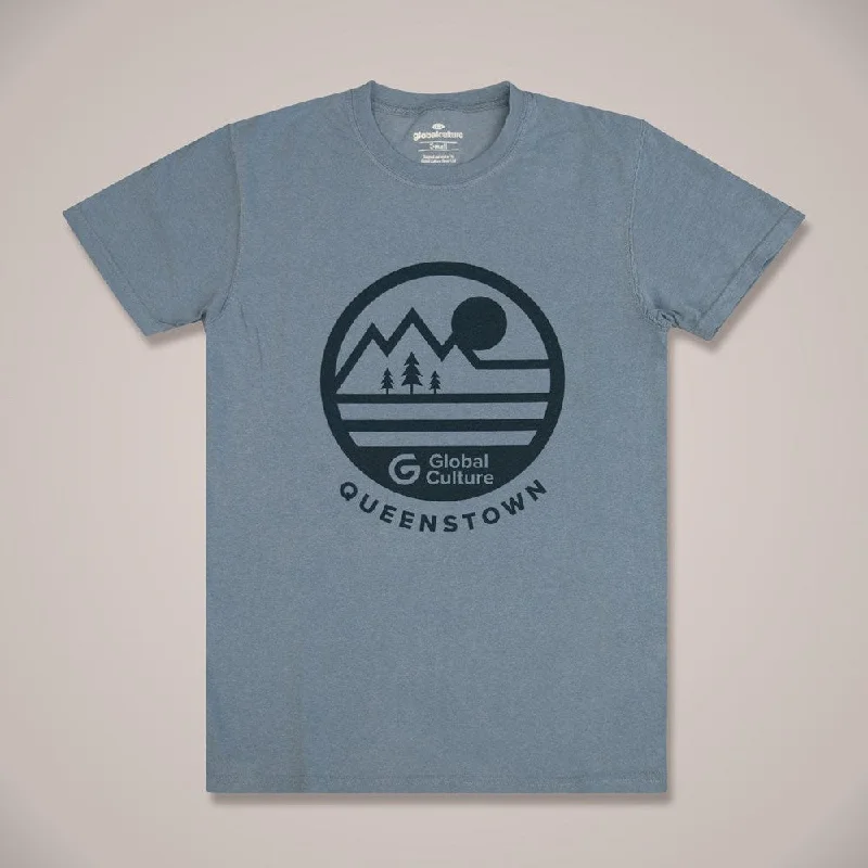 Queenstown Blue Moon Unisex T-shirt Notch Collar Peter Pan Collar Cowl Neck