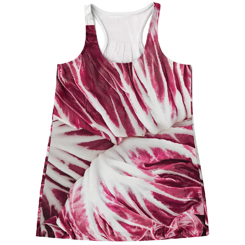 Red Cabbage Leaves Print Women's Racerback Tank Top loose fit tank