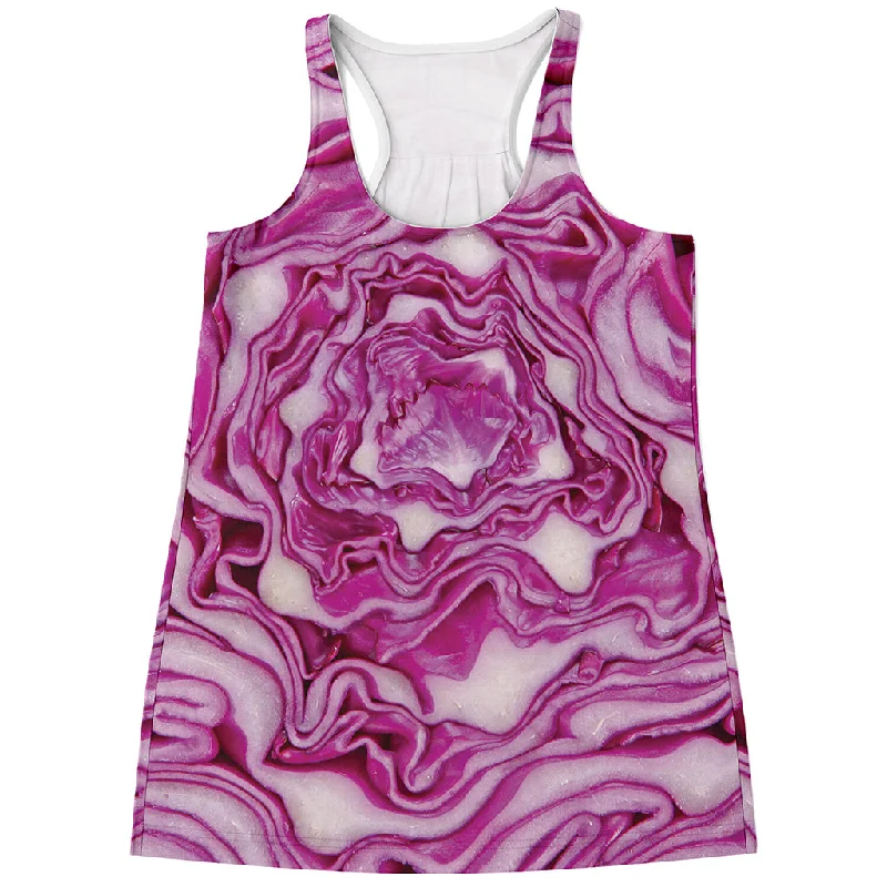 Red Cabbage Print Women's Racerback Tank Top soft tank top