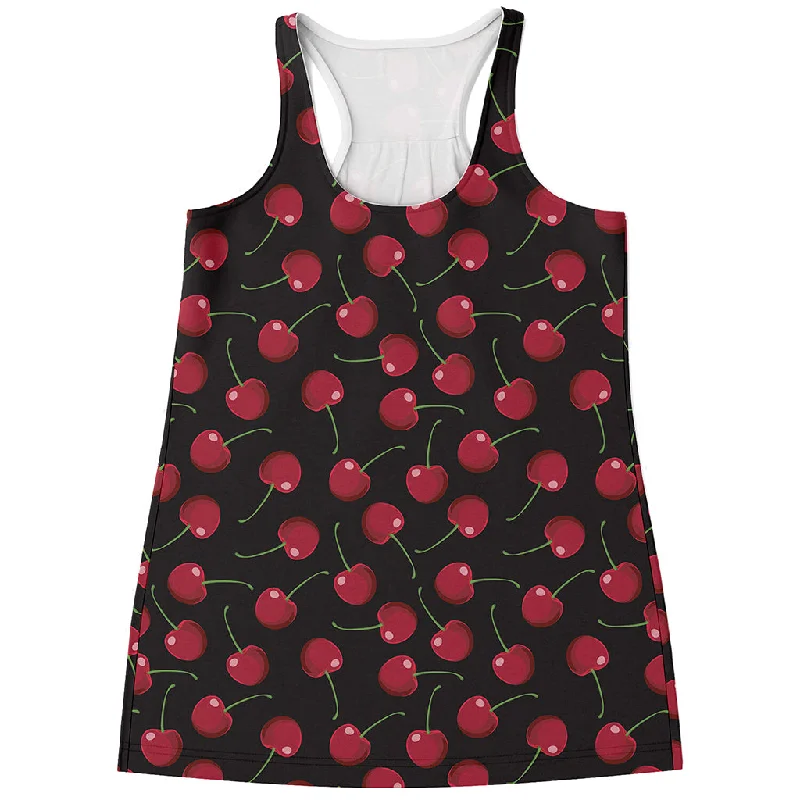 Red Cherry Pattern Print Women's Racerback Tank Top yoga tank top