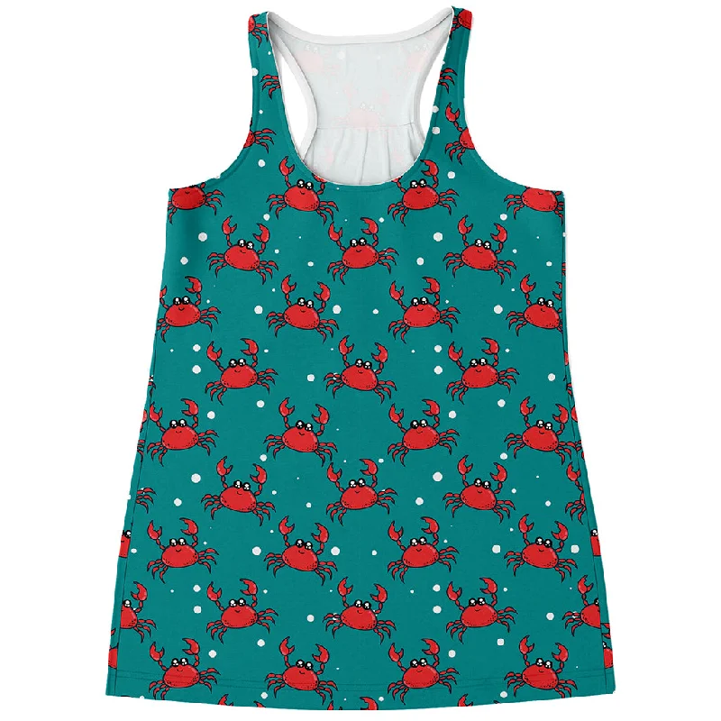 Red Crab Pattern Print Women's Racerback Tank Top cutout tank top