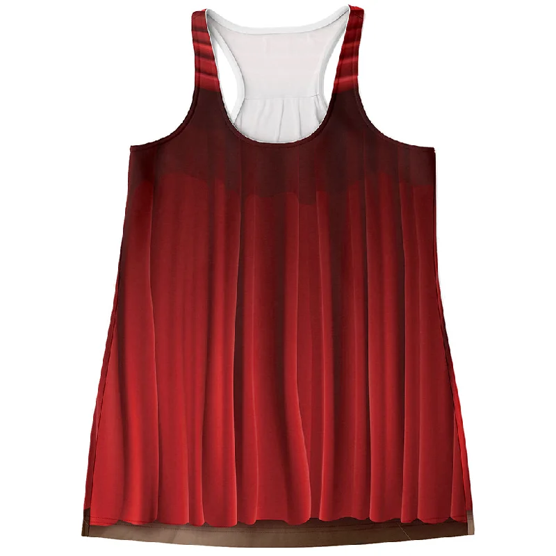 Red Curtain Theater Print Women's Racerback Tank Top peekaboo tank top
