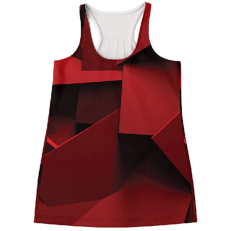 Red Geometric Print Women's Racerback Tank Top lace tank top