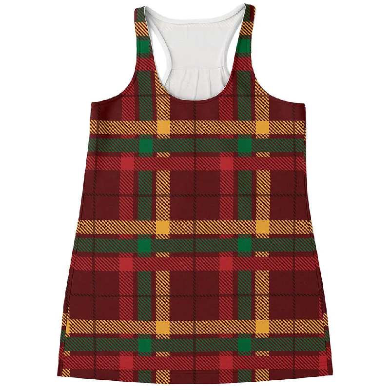 Red Green And Yellow Stewart Print Women's Racerback Tank Top sequin tank top