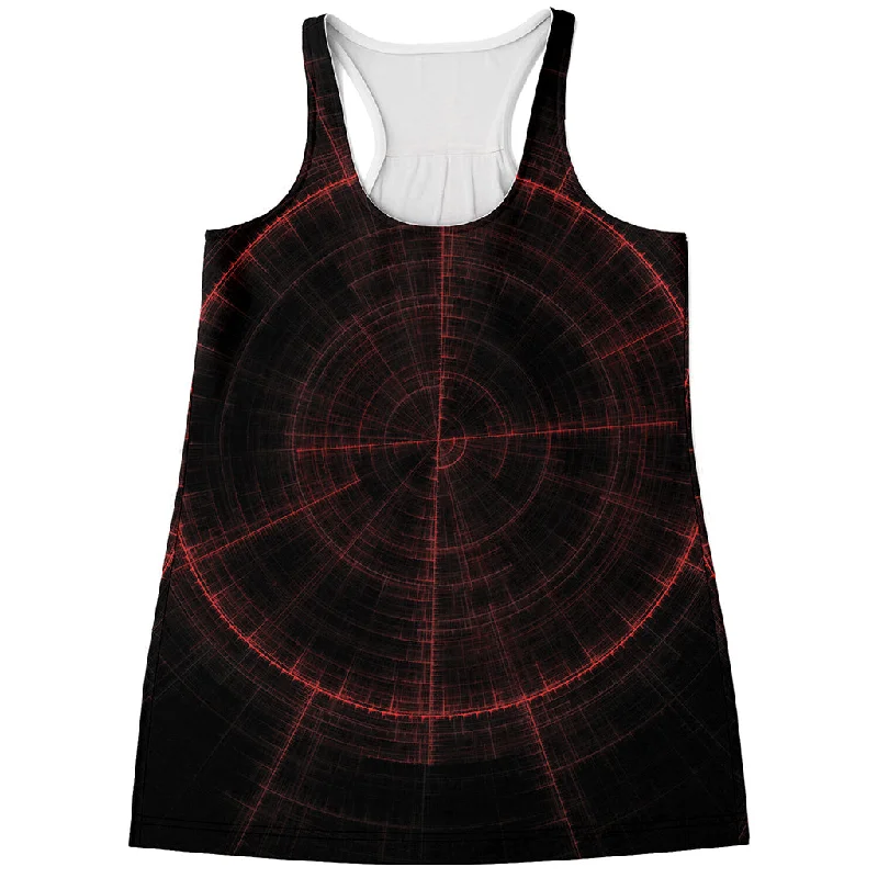 Red Gun Sight Print Women's Racerback Tank Top silver tank top