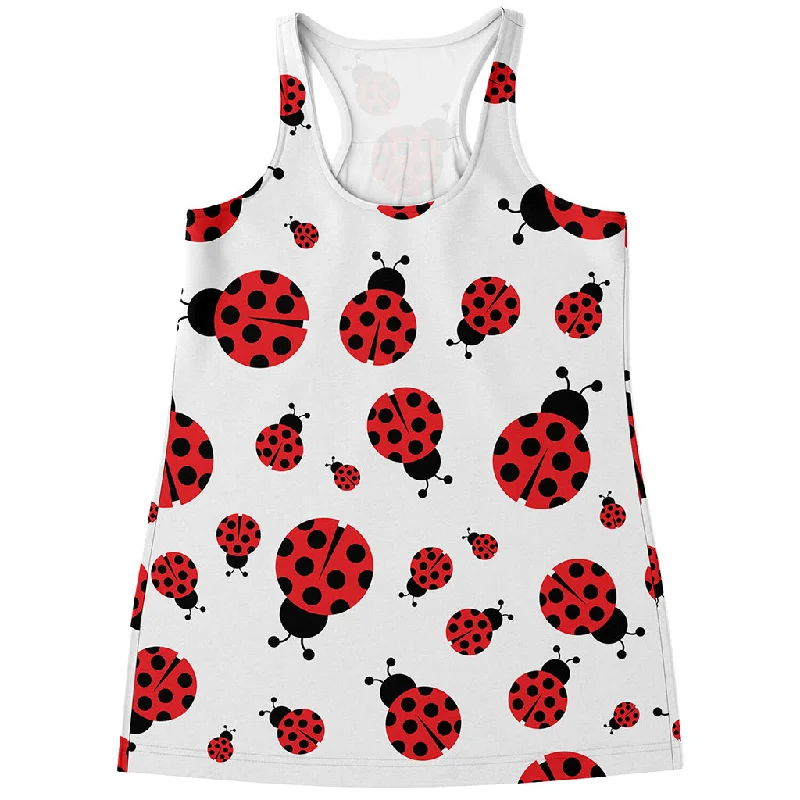 Red Ladybug Pattern Print Women's Racerback Tank Top neon tank top