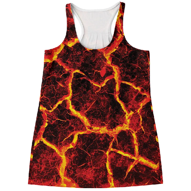 Red Lava Print Women's Racerback Tank Top baby blue tank