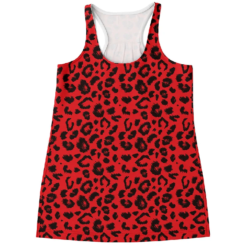 Red Leopard Print Women's Racerback Tank Top vibrant tank top